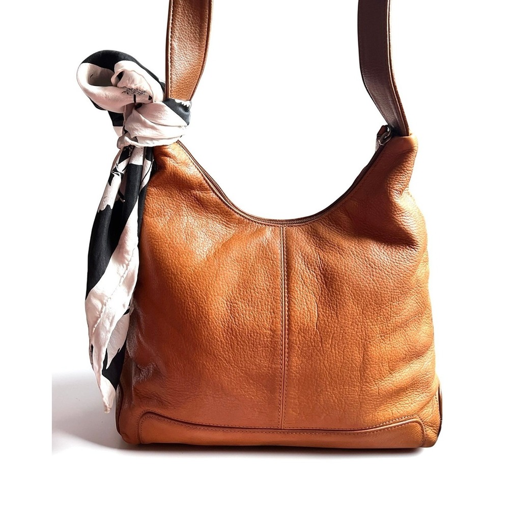 Vintage Genuine Leather Liz Claiborne  Hobo Shoulder Bag Cognac Brown